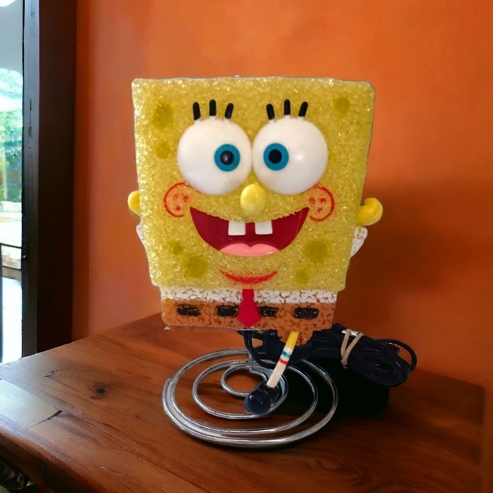 Vtg SpongeBob SquarePants Melted Plastic Lamp Spring Base‎ Night Light SpongeBob